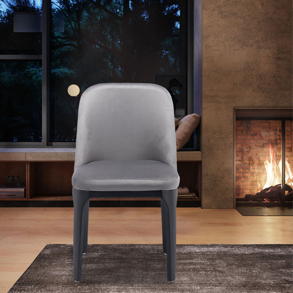 Homeroots Gray And Black Upholstered Velvet Dining Side Chair  Metal 521278