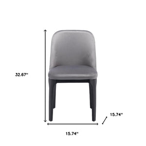 Homeroots Gray And Black Upholstered Velvet Dining Side Chair  Metal 521278