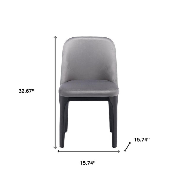 Homeroots Gray And Black Upholstered Velvet Dining Side Chair  Metal 521278