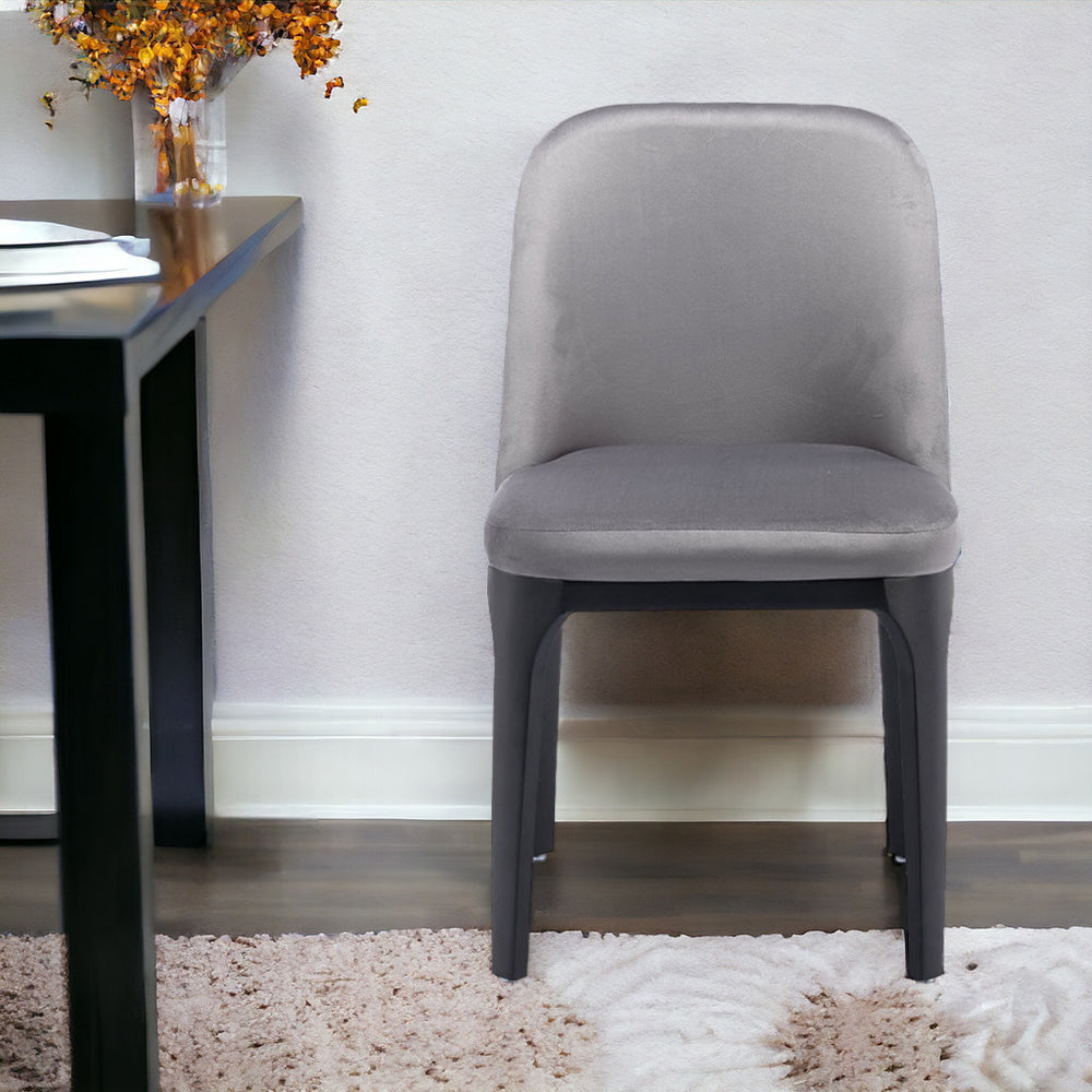Homeroots Gray And Black Upholstered Velvet Dining Side Chair  Metal 521278