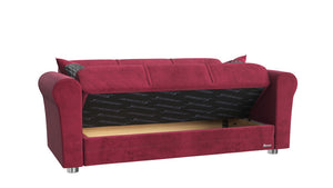 Homeroots 63" Burgundy Silver Microfiber Futon Convertible Sleeper Love Seat With Storage And Toss Pillows   521284