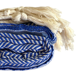 Homeroots 59" X 71" Blue And Beige Cotton Striped Throw Blanket With Tassels  Cotton 521298