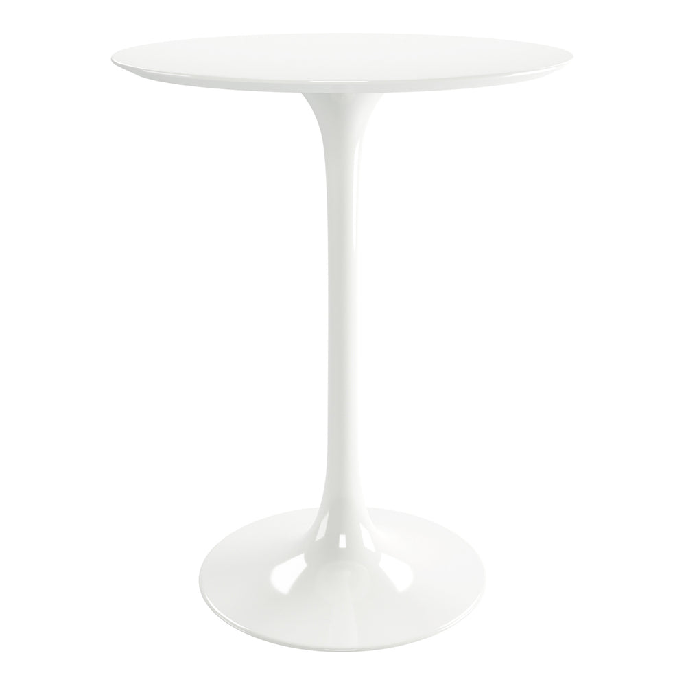 Homeroots 32" White Rounded Fiberglass And Metal Bar Table   521332