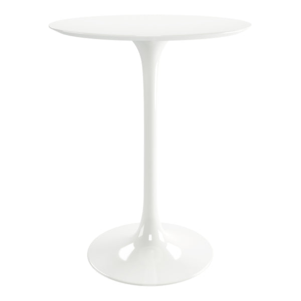 Homeroots 32" White Rounded Fiberglass And Metal Bar Table   521332