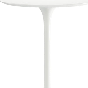 HomeRoots 32" Chic White Fiberglass Round Bar Table with Sturdy Metal Base for Modern Dining Spaces 521332