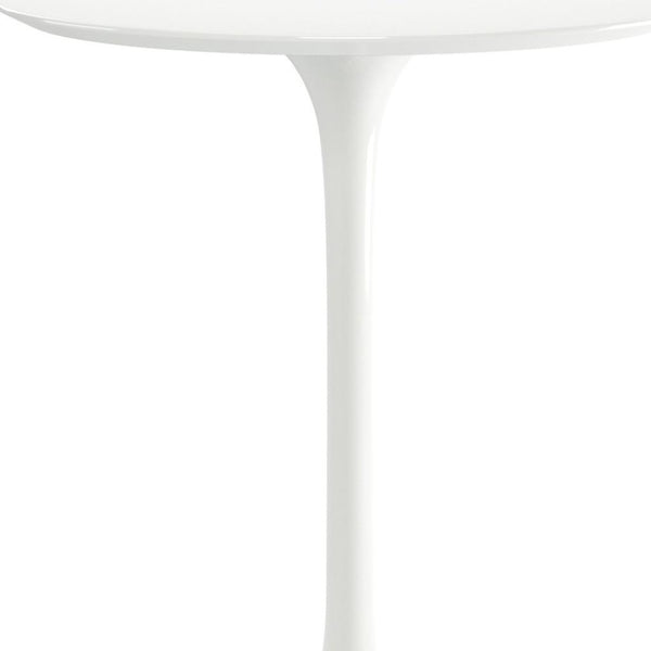 HomeRoots 32" Chic White Fiberglass Round Bar Table with Sturdy Metal Base for Modern Dining Spaces 521332