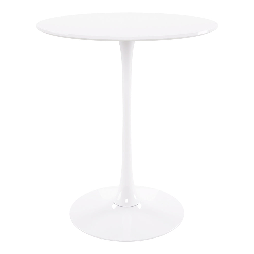 Homeroots 36" White Rounded Manufactured Wood And Metal Bar Table   521333