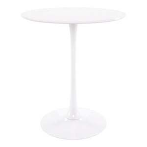 Homeroots 36" White Rounded Manufactured Wood And Metal Bar Table   521333