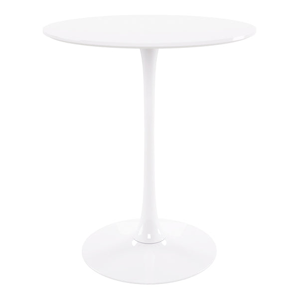 Homeroots 36" White Rounded Manufactured Wood And Metal Bar Table   521333
