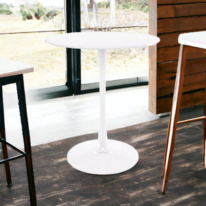 Homeroots 36" White Rounded Manufactured Wood And Metal Bar Table   521333