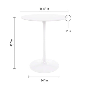 Homeroots 36" White Rounded Manufactured Wood And Metal Bar Table   521333