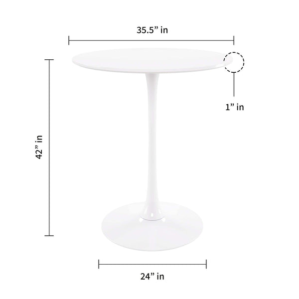 Homeroots 36" White Rounded Manufactured Wood And Metal Bar Table   521333