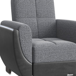 Homeroots 36" Gray Microfiber And Brown Tufted Convertible Chair   521336