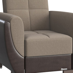 Homeroots 36" Brown Microfiber Tufted Convertible Chair   521339