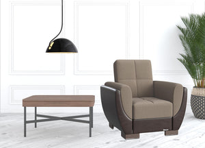 Homeroots 36" Brown Microfiber Tufted Convertible Chair   521339