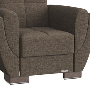 Homeroots 36" Brown Microfiber And Gray Tufted Convertible Chair   521342