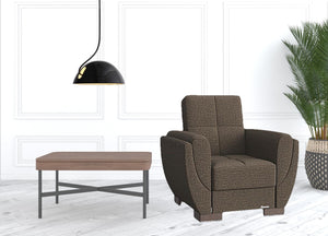 Homeroots 36" Brown Microfiber And Gray Tufted Convertible Chair   521342