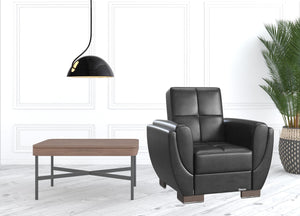 Homeroots 36" Black Faux Leather Tufted Convertible Chair   521344