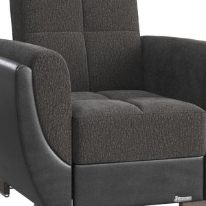 Homeroots 36" Gray Chenille And Brown Tufted Convertible Chair   521347