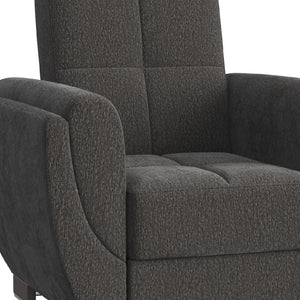 Homeroots 36" Gray Chenille Tufted Convertible Chair   521348