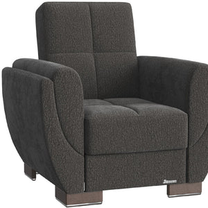 Homeroots 36" Gray Chenille Tufted Convertible Chair   521348