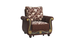Homeroots 39" Brown Chenille Paisley Convertible Chair   521350