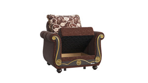 Homeroots 39" Brown Chenille Paisley Convertible Chair   521350