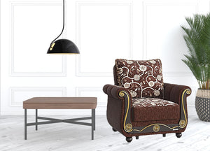 Homeroots 39" Brown Chenille Paisley Convertible Chair   521350