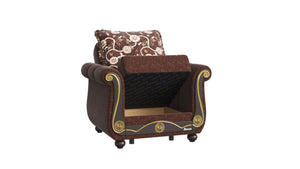 Homeroots 39" Brown Chenille Paisley Convertible Chair   521350