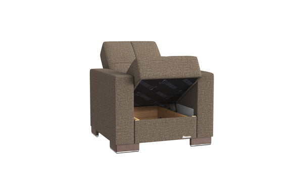 Homeroots 36" Brown Fabric And Gray Tufted Convertible Chair   521357