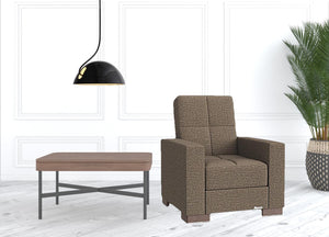 Homeroots 36" Brown Fabric And Gray Tufted Convertible Chair   521357