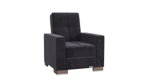 Homeroots 36" Black Microfiber Tufted Convertible Chair   521364