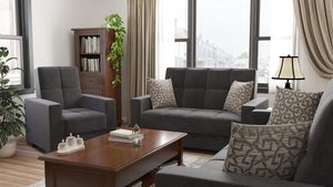 Homeroots 36" Black Microfiber Tufted Convertible Chair   521364