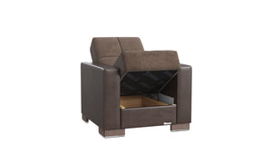 Homeroots 36" Brown Microfiber And Faux Leather Convertible Chair   521367