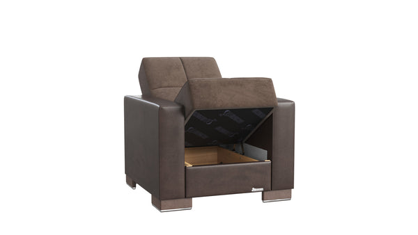 Homeroots 36" Brown Microfiber And Faux Leather Convertible Chair   521367