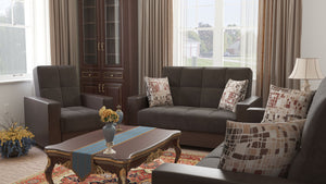 Homeroots 36" Brown Microfiber And Faux Leather Convertible Chair   521367