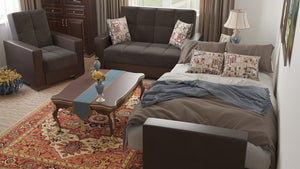 Homeroots 36" Brown Microfiber And Faux Leather Convertible Chair   521367