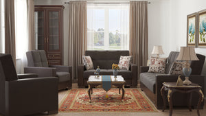 Homeroots 36" Brown Microfiber And Faux Leather Convertible Chair   521367