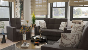 Homeroots 36" Brown Tufted Microfiber Convertible Chair   521368