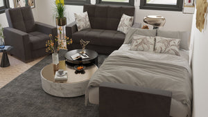 Homeroots 36" Brown Tufted Microfiber Convertible Chair   521368