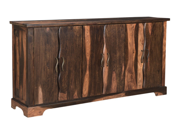 HomeRoots 72" Solid Wood Live Edge Sideboard - Mid-Century Modern Design with Brass Accents & Ample Storage 521370