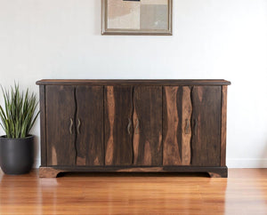 HomeRoots 72" Solid Wood Live Edge Sideboard - Mid-Century Modern Design with Brass Accents & Ample Storage 521370