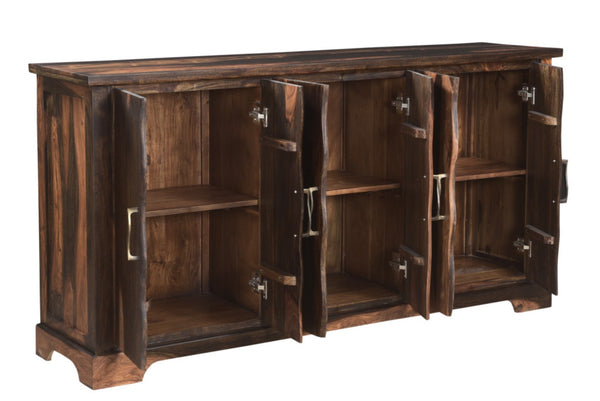 HomeRoots 72" Solid Wood Live Edge Sideboard - Mid-Century Modern Design with Brass Accents & Ample Storage 521370