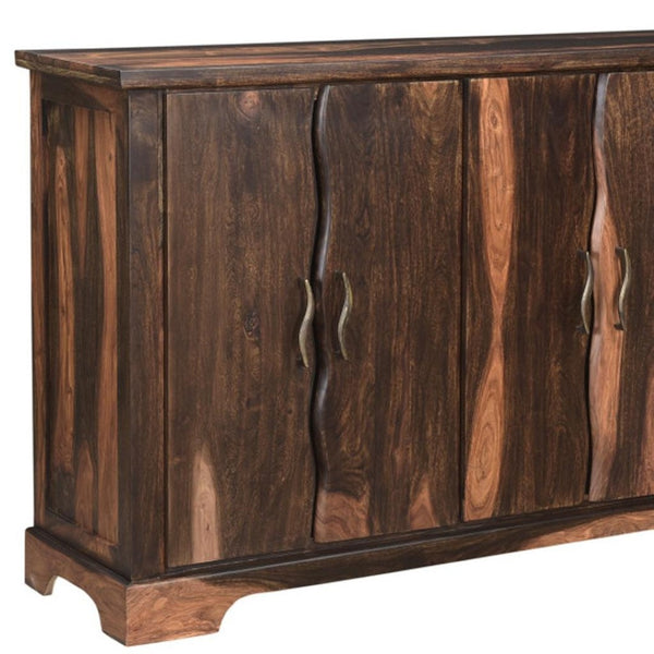 HomeRoots 72" Solid Wood Live Edge Sideboard - Mid-Century Modern Design with Brass Accents & Ample Storage 521370
