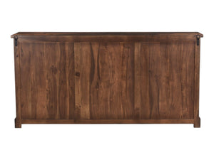 HomeRoots 72" Dark Brown Solid Wood Live Edge Sideboard - Mid-Century Modern Three Drawer Storage Solution 521371