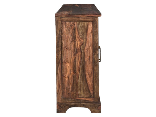 HomeRoots 72" Dark Brown Solid Wood Live Edge Sideboard - Mid-Century Modern Three Drawer Storage Solution 521371
