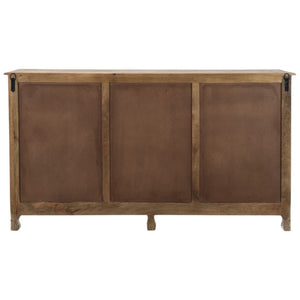 HomeRoots 66" White Distressed Sideboard - Hand-Carved Floral Details, Six Drawers & Two Doors for Stylish Storage 521377