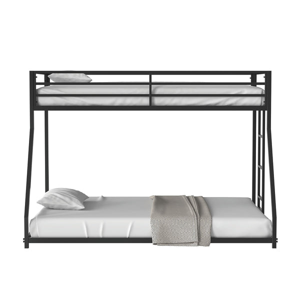English Elm Contemporary Twin-Over-Full Metal Bunk Bed with Attached Ladder, Durable Industrial Frame, Guest-Ready Design Matte Black 81 L x 15 W x 7 H B2741P391246