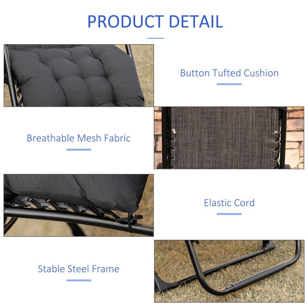 English Elm Outsunny Folding Zero Gravity Chair With Padded Cushion & Side Tray For Ultimate Indoor/Outdoor Relaxation W2225P174097-GIGA