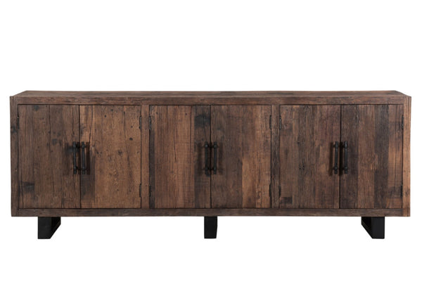 HomeRoots 100" Rustic Reclaimed Wood Sideboard with Six Doors - Stylish Storage for Modern Farmhouse Decor 521429